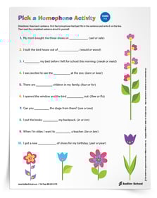 pick a homophone activities