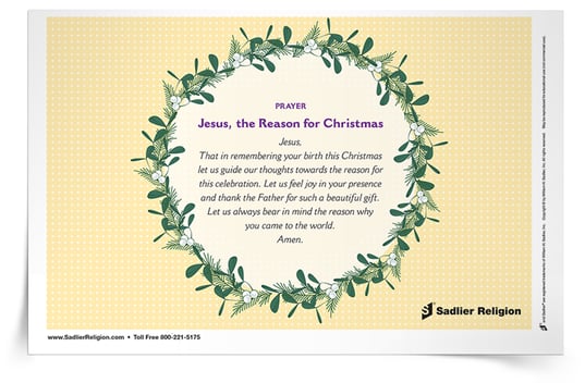 Printable Catholic Christmas Prayers-- Jesus, the Reason for Christmas Prayer Card