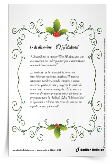 Descargue las reflexiones de las Antífonas de la O e incorpórelas a sus reflexiones personales, así como a sus actividades familiares o de la clase. Estas siete tarjetas se pueden utilizar diariamente en toda la Octava de Adviento.