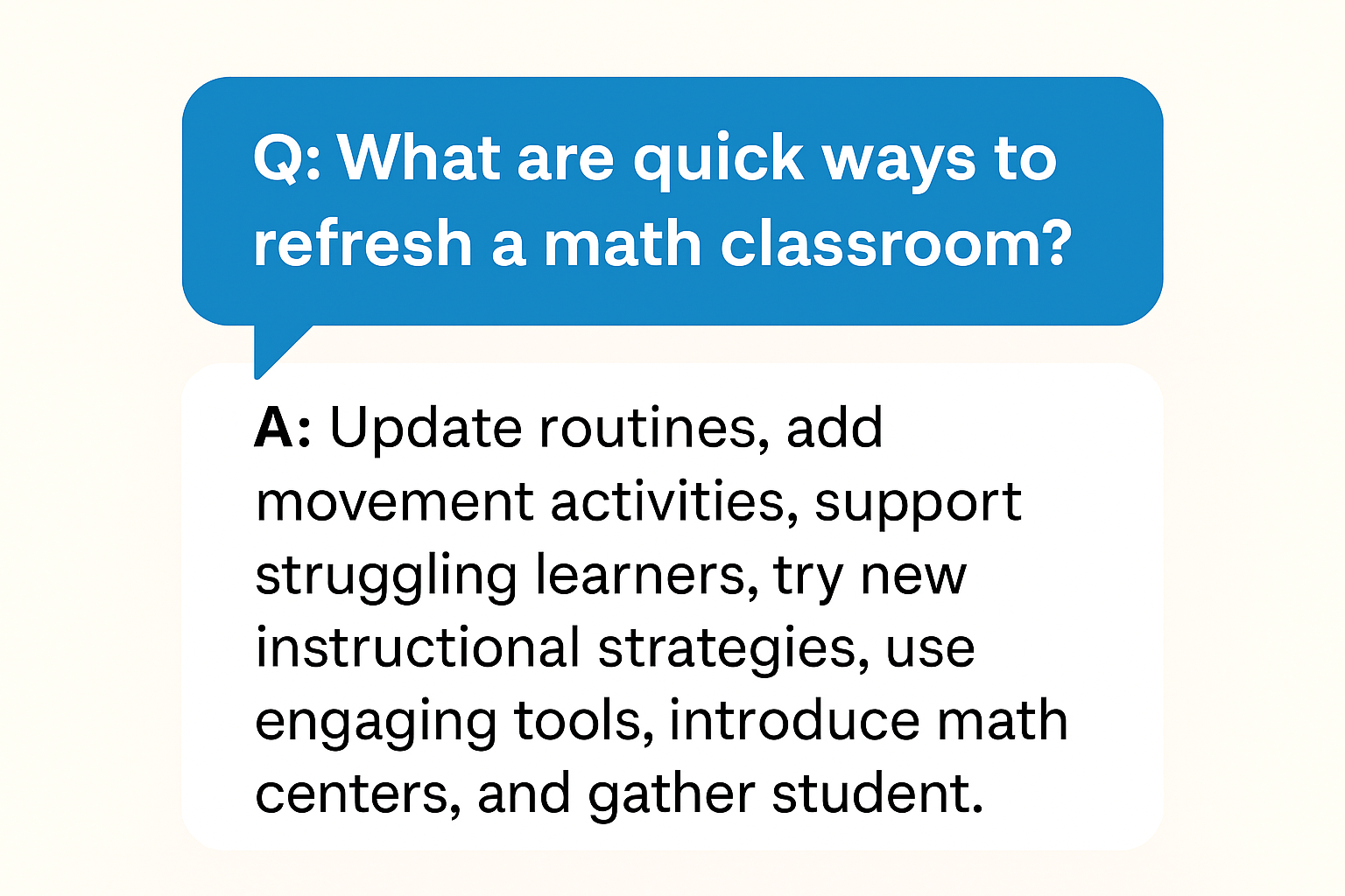 What are quick ways to refresh a math classroom?