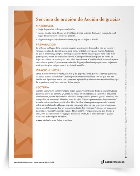 Descargue ahora el Servicio de oración de Acción de Gracias para obtener la lista completa de materiales e instrucciones paso a paso para la implementación.