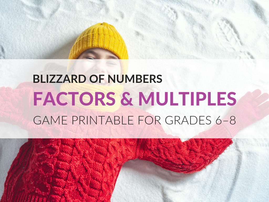 In this article, you'll find a winter-themed factors and multiples game printable that is great to use in centers during the winter months! The theme of the factors and multiples worksheets for grades 6–8 is Blizzards... 