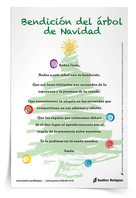 Descargue la Estampa de oración Bendición del árbol de Navidad para incorporar la oración a esta costumbre, que invita a las familias a recordar las bendiciones de Dios cuando corten sus árboles y coloquen los regalos debajo de sus ramas.