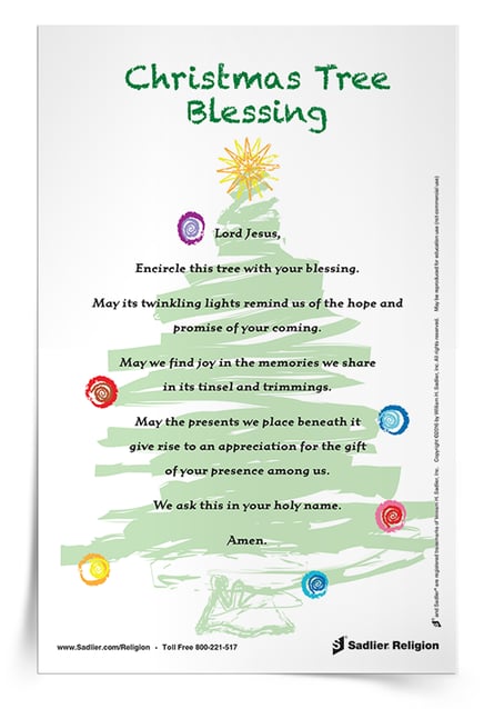 Download a Christmas Tree Blessing Prayer Card to incorporate prayer into this custom, inviting families to recall God’s blessings as they trim their trees and place gifts below its branches.