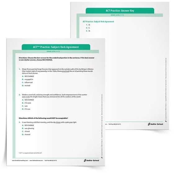 Prepare For The Act With Subject Verb Agreement Practice