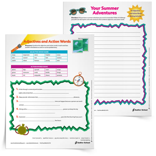 Summer Learning Activities - Descriptive Summer Writing Worksheets