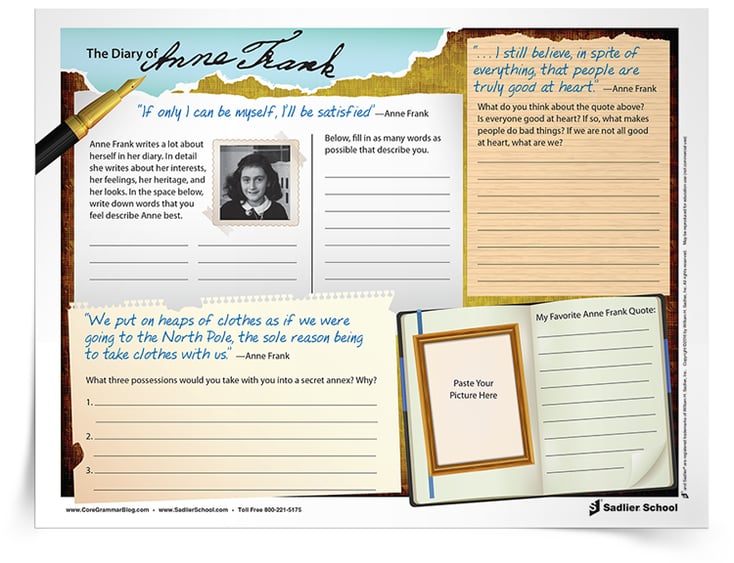 diary of anne frank activities that will strengthen descriptive writing grades 3 8