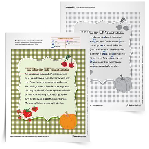Summer Learning Activity- The Farm Editing Errors