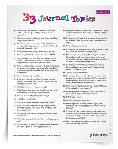There are numerous benefits of journal writing, including allowing students to gain new insights about a culture, problem, or event, providing individuals an outlet for recovery or reflection, and utilizing a life-long authentic writing skill for a specific purpose. Download 33 writing prompts that will encourage students to engage in journal writing.