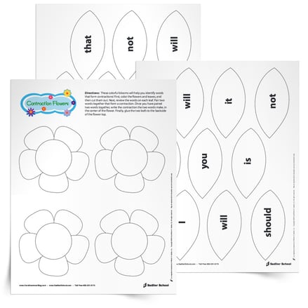 Grammar Spring Activity Sheets Students Can Use This Spring at Home - Contraction Flowers Worksheets