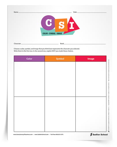 Download the CSI– Color, Symbol, Image Organizer to assist students in identifying the essence of ideas and enhance their comprehension of reading.