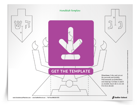 To finish the Hanukkah mini-unit of the "Winter Holidays Around the World" lesson plan, have students create a Menorah & Dreidel. Download the Menorah and Dreidel template to use with your students.