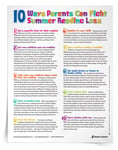 <em>10 Ways Parents Can Fight Summer Reading Loss</em> Tip Sheet