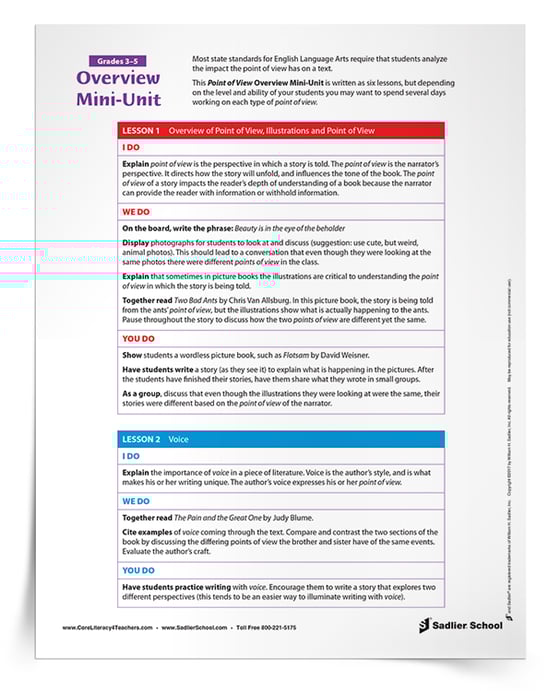 Most state standards for English Language Arts require that students analyze the impact the point of view has on a text. Download a Point of View Overview Mini Unit that will assist you in exploring each type of point of view in your classroom!