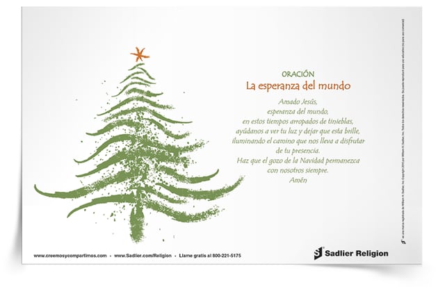 Encontremos claridad y luz en Jesucristo, él nos abrirá las puertas de la esperanza y el amor, especialmente en esta Navidad. Descargue la Estampa de oración La esperanza del mundo y compártala en familia.