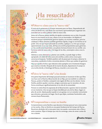 Lista de preparación familiar para Pascua