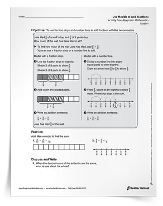 Adding Fractions Using Models Worksheets Grades 4 5