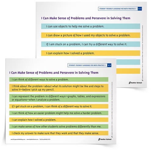 Mathematical Practice 1 serves as a way for students to structure their thinking and communication about a problem they need to solve. Although they do not include the mathematical content that we teach, they are useful Standards for the reasoning that students can use while we teach about content. These mathematical practices PDF posters use student-friendly language to break down what it means to make sense of problems and persevere in solving them for your students.