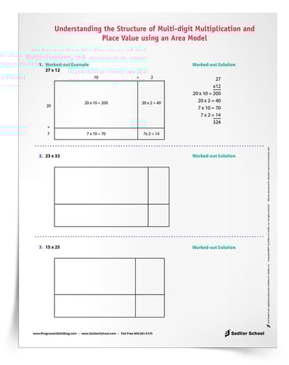 Mathematical practice 7 helps students see the structure in mathematics– in our number system (place value) and the standard algorithms. Structure will show students that math makes sense. The next download will help your students see how the structure of the number system place value can be used to multiply two numbers. 