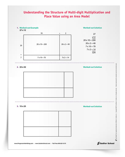 Mathematical practice 7 helps students see the structure in mathematics– in our number system (place value) and the standard algorithms. Structure will show students that math makes sense. The next download will help your students see how the structure of the number system place value can be used to multiply two numbers. 