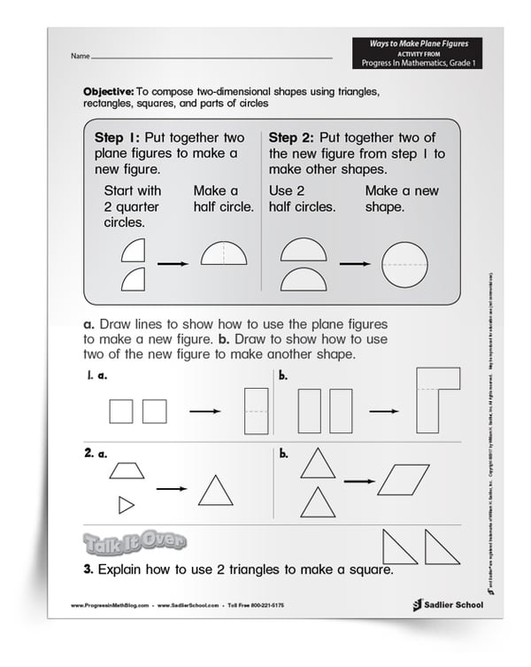 Download the Ways to Make Plane Figures worksheets and use them as a classroom activity, homework assignment, or formative assessment. This two-page document and its answer key will help you assess your students’ progress.