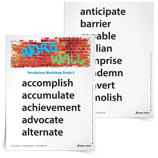 5th Grade Vocabulary Wall Printable– Hanging a word wall in the 5th grade classroom will provide students with vocabulary support during writing assignments, encourage vocabulary practice, and strengthen reading skills. Download a Word Wall printable with vocabulary words for your 5th grade classroom.