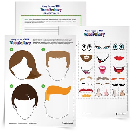 With the Many Faces of Vocabulary Activity students will piece together fun and interesting faces and then describe each feature using vocabulary words. This is especially fun at the end of the year when students are feeling a bit zany anyway to create motley faces for their amusement as well as their learning.