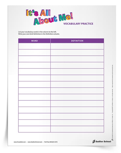 vocabulary homework ideas for 3rd grade