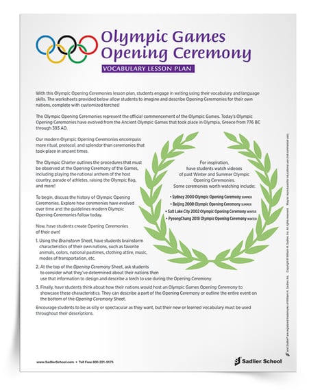 Engage students in writing about the XXIII Olympic Winter Games using their vocabulary and language skills with this free lesson plan plus handouts and reproducibles!