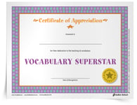 <em>Vocabulary Superstar</em> Certificate