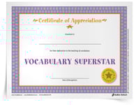 <em>Vocabulary Superstar</em> Certificate