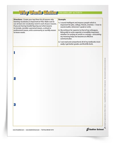 Get to know your new students thoughts on vocabulary instruction with the Why Words Matter Vocabulary Activity in my back-to-school kit.