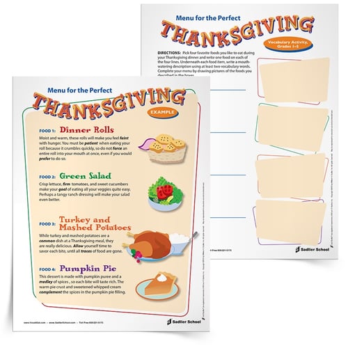 Thoughts of a Thanksgiving feast can set one’s taste buds to watering. I propose harnessing students’ stomachs and attaching their memories of traditional Thanksgiving foods to vocabulary word meanings.