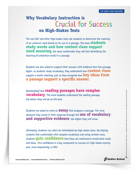 Once you explain to teachers that the rationale for teaching vocabulary is to support student success in test preparation, you need to give them ways to do so.