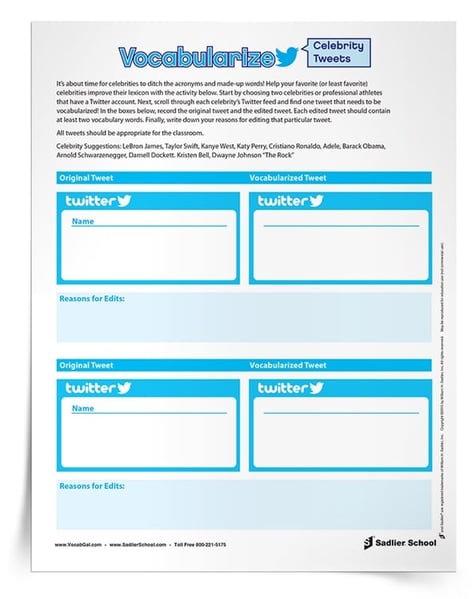 3 vocabulary practice worksheets that promote using social media in the classroom and are designed to help make learning vocabulary relevant to students! 