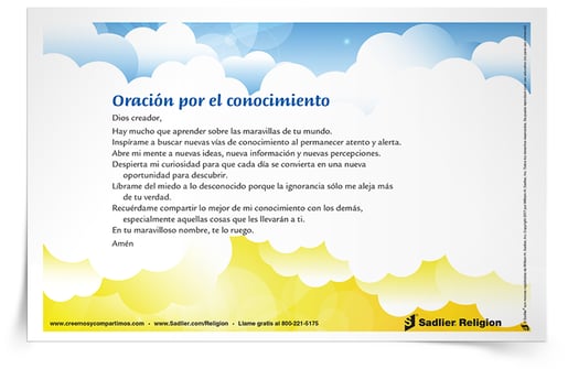 Para obtener más información, explore esta Oración por el conocimiento para celebrar la maravilla y la alegría de aprender. Compártala con sus alumnos durante la Semana de las escuelas católicas.