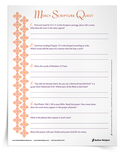 Catholic families can focus on the virtue of mercy during summer break with this Scripture activity!