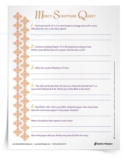 Catholic families can focus on the virtue of mercy during summer break with this Scripture activity!