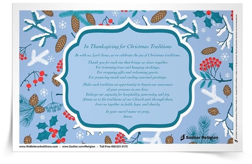 Download In Thanksgiving for Catholic Christmas Traditions Prayer Card. As you pray, inviting God into each Christmas tradition, reflect on the beauty of tradition during the Christmas season. 