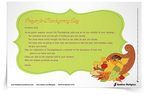 Download a Prayer for Thanksgiving Day Prayer Card and share it in your home or parish as a way to enlarge capacity for gratitude.