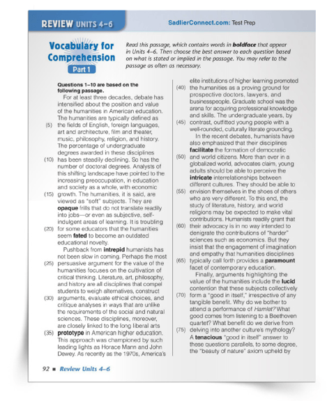 Give students practice with the Vocabulary for Comprehension Activities from Vocabulary Workshop Achieve.  With these free worksheets, students will read a passage which contains words in boldface. They will then answer a series of text-dependent questions about the text and the selected words within the passage based on what is stated or implied in the copy.