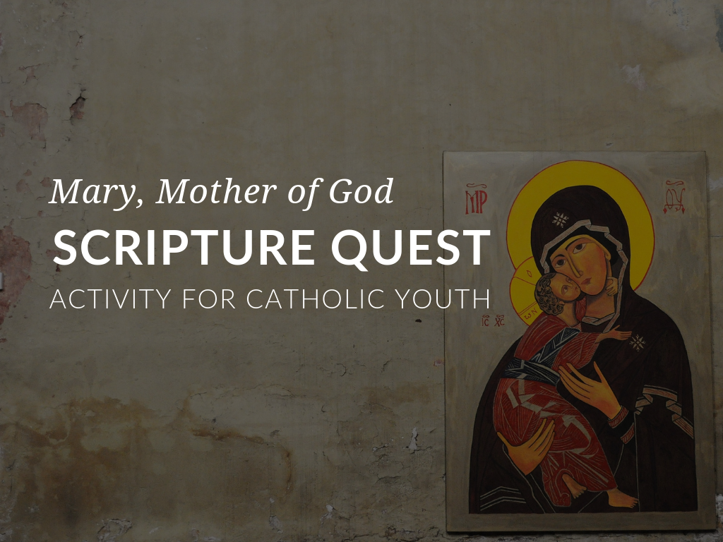 The Mary Scripture Quest Activity will challenge students to find, read, and cite passages from their Bibles related to Mary, Mother of God. Mary was the first to hear about the mission of Jesus, and therefore Jesus’ first disciple. Mary’s faith came from an understanding of the great gifts that God had given to her, especially the gift of her Son, Jesus. She dedicated her life on earth to following him and showing others how to follow him. Mary is the greatest saint, and our greatest example of discipleship.