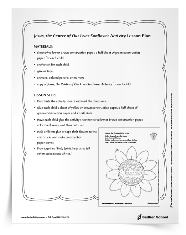 Jesus, the Center of Our Lives Sunflower Activity