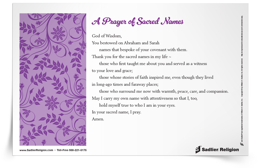 <em>A Prayer of Sacred Names</em> Prayer Card