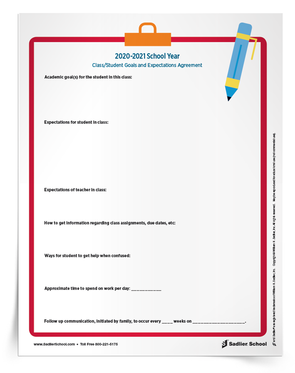 <em>Class/Student Goals and Expectations Agreement</em> Handout