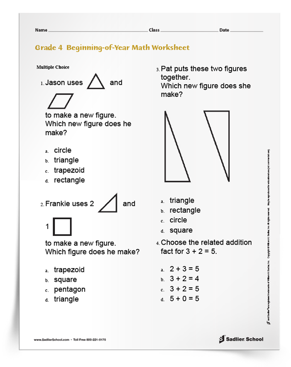 Beginning-of-Year Math Assessment Practice by Grade Level