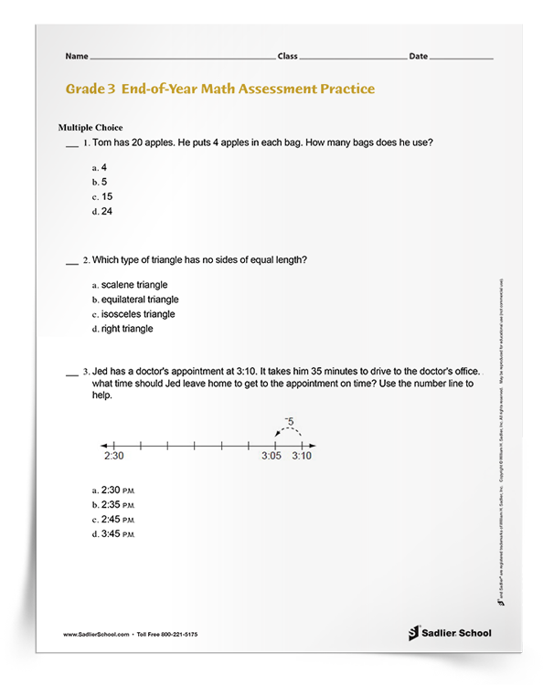 End-of-Year Math Assessment Practice by Grade Level