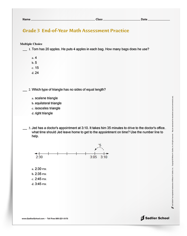 End-of-Year Math Assessment Practice by Grade Level