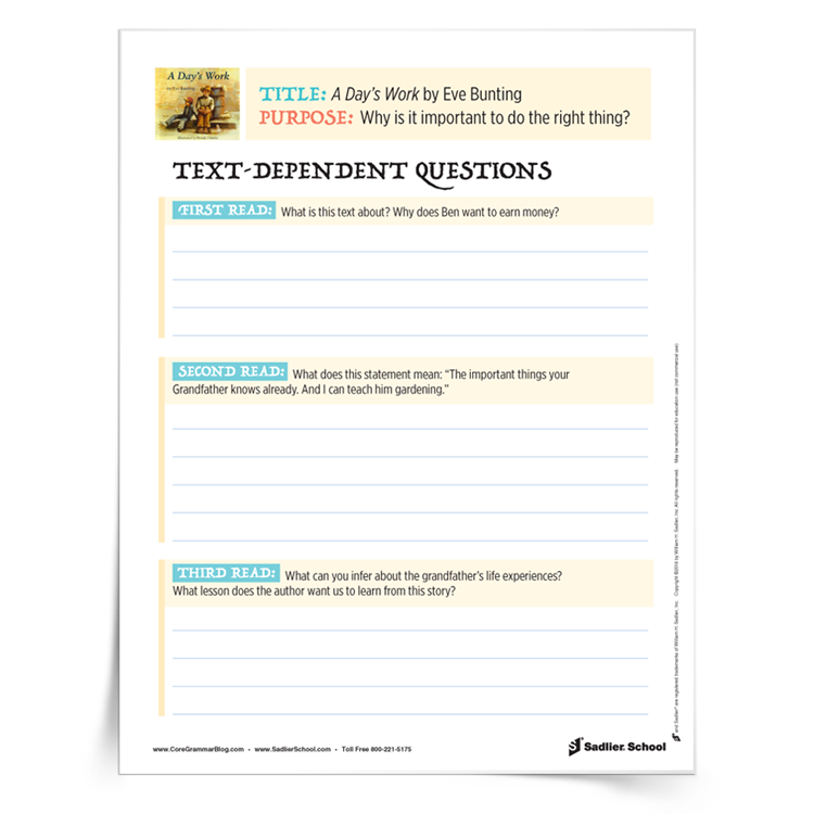<em>Text-Dependent Questions</em> Worksheets