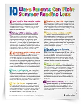 10 Ways Parents Can Fight Summer Reading Loss Tip Sheet